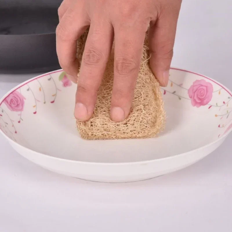 1-10PCS Loofah Dish Towel Does Not Hurt The Pan Sponge, Oil Stain Removing Cloth, Silk Gourd Pulp Pan Brush Hot