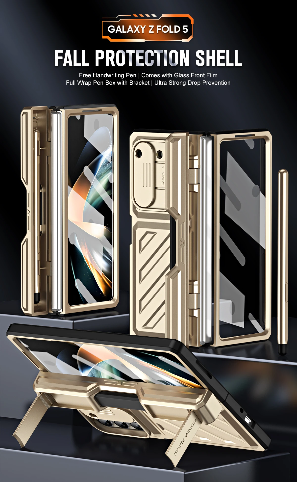 Armour Ultra Samsung Galaxy Z Fold 5 Case - Shockproof Hinge Protection Camera and Screen Protection Pen holder Case