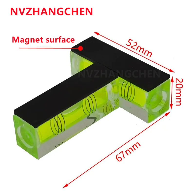 자력 수평 플라스틱 미니 T형 정신 수준기 아크릴 수준기 수평 자 수평 측정기 수평 기포