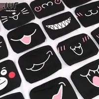 Black Unisex Cartoon Cat Funny Expression Face Mask Cotton Breathable Mouth Mask Anti-dust Pollution Masks For Woman Man 1