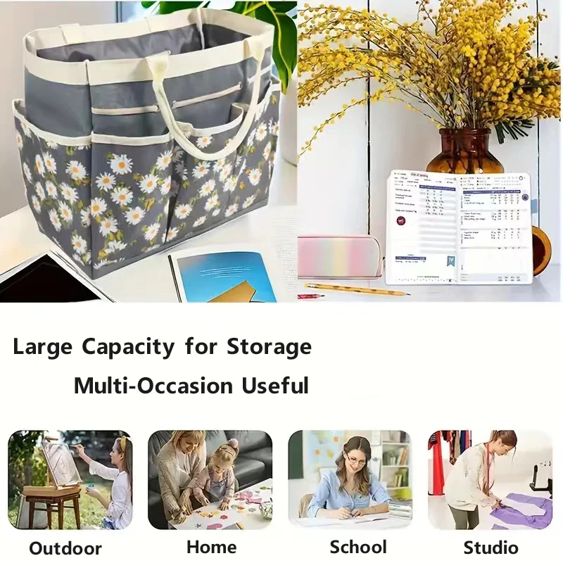 Spacious & Durable Oxford Cloth Tote with 8 Organizer Pockets for Versatile Storage
