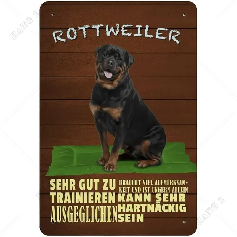 

Металлический жестяной знак Rottweiler, винтажная табличка постер для гаража, бара, домашний декор для стен 8X12 дюймов