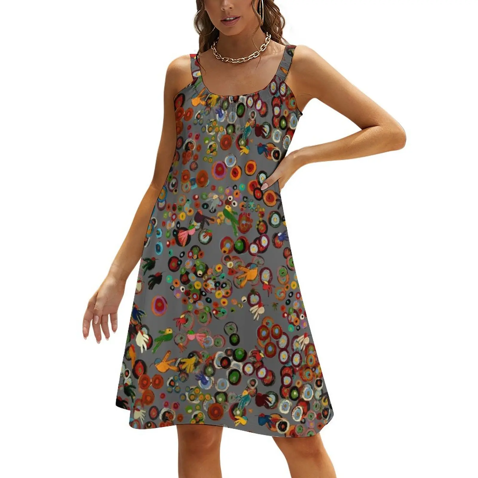 

Birds and Spirals - Graphite Beach Sling Skirt fairy dress Women's summer skirt