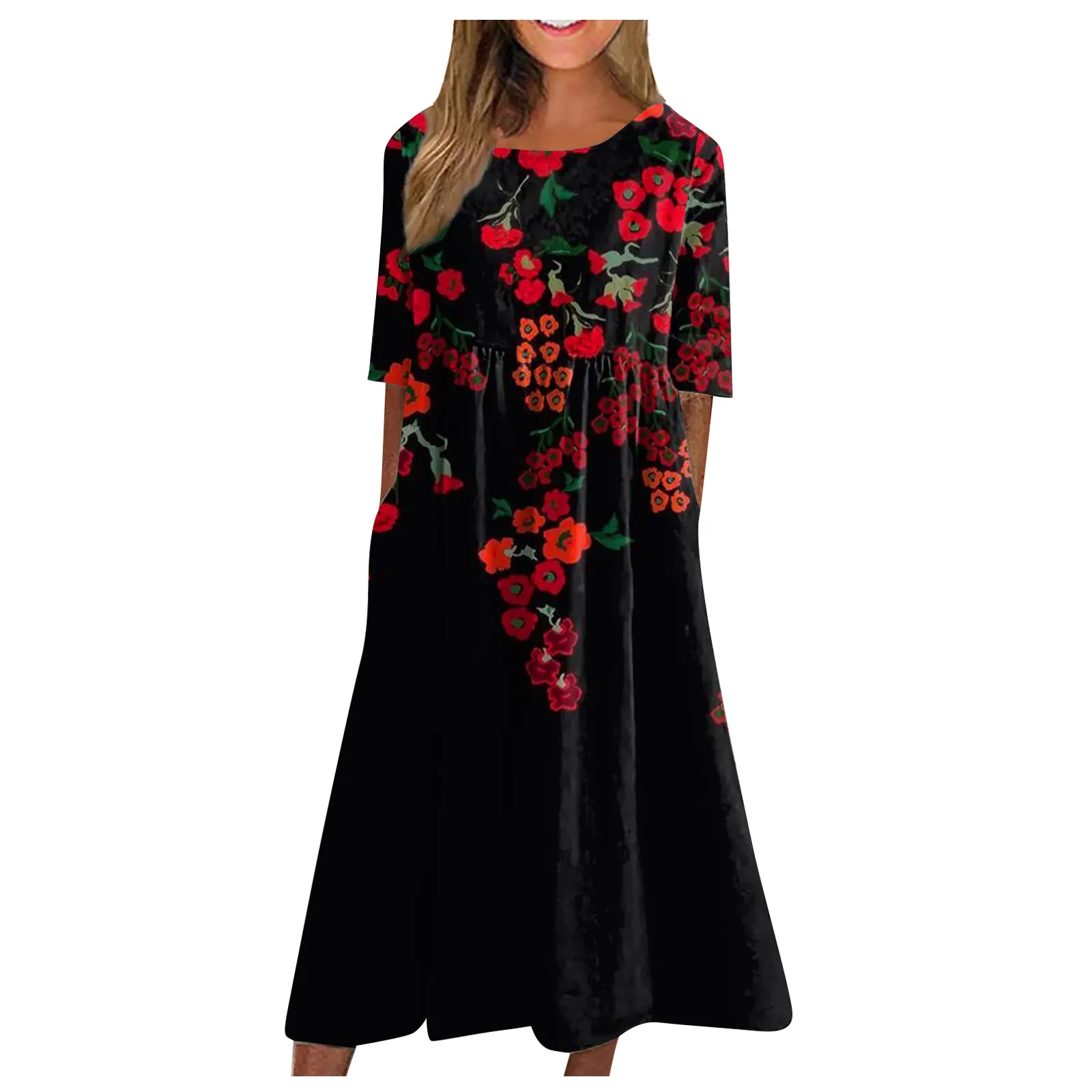 

Fashion Women'S Casual Round Neck Fashion Print Pullover Short Sleeve Loose Dress Luxury Evening Dress Loose Women Dress Summer