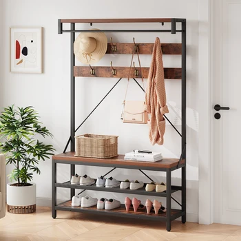 5-in-1 Entryway Coat Rack with Bench 1