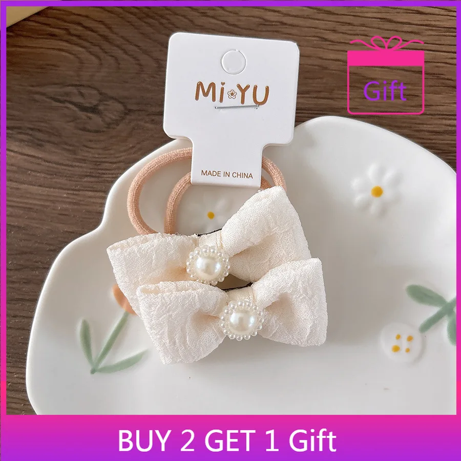 Fermagli per capelli con fiocco in pizzo 2 pezzi Clip a scatto completamente avvolte per ragazze Barrette con frangia fata beige Cravatte per coda di cavallo Accessori per capelli delicati