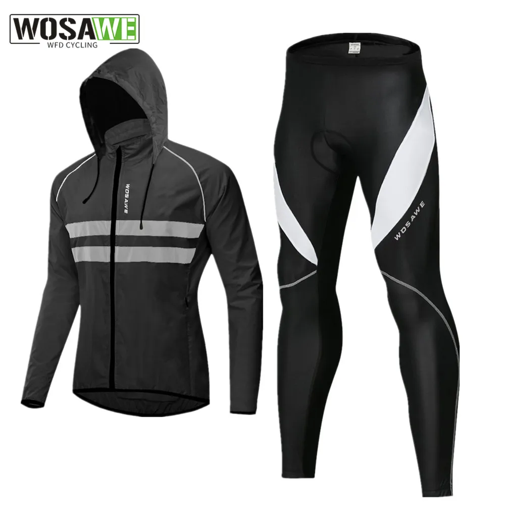 WOSAWE Cycling Jacket pocket Windbreaker Windproof Water Repellent Breathable Light Weight Bike Riding Jackets Reflective Coat