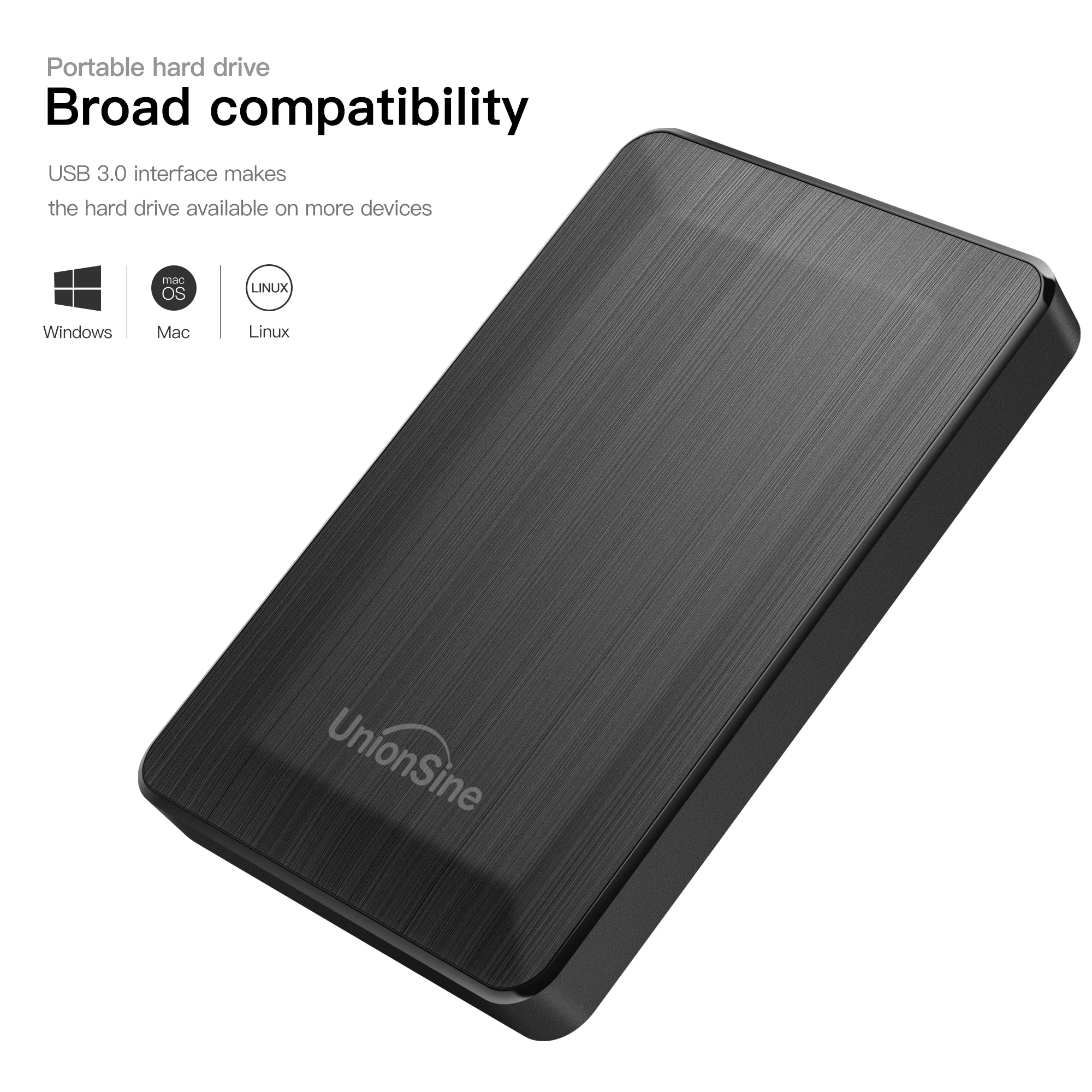 UnionSine 1 To Ultra Slim Portable Disque Dur Externe USB3.0 HDD Stockage  Compatible pour PC, Ordinateur de Bureau, Ordinateur Portable, Xbox One, 