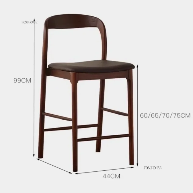 Luxury Designer Solid Wood Bar Chairs Counter Stools Island Table Dining Chair Kitchen High Legged Stool Nordic Furniture U