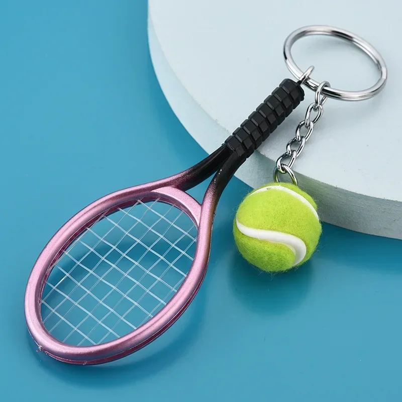 1pcs Simulation Mini Tennis Racket Ball Keychain Pendant Portable Tennis Shaped Bag Key Ring Accessories Gift tennis accessories