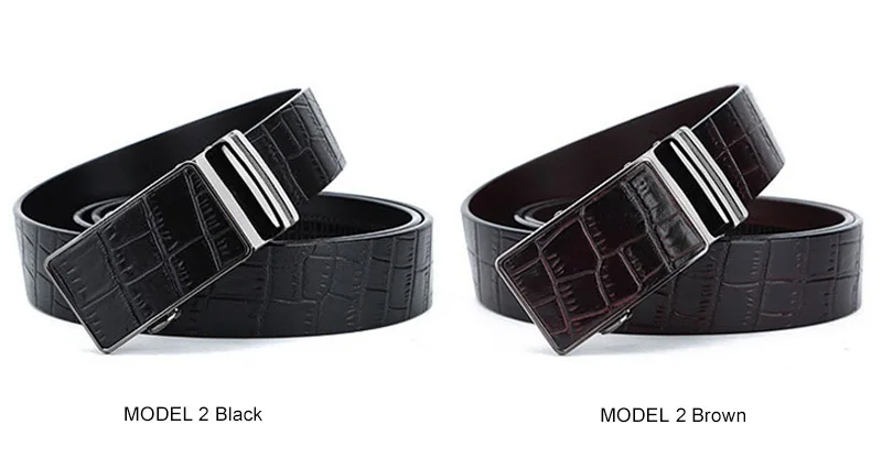 Top Quality  Crocodile Pattern Cow Cowhide Leather Ratchet Belts Fashion Styles Automatic Buckle Metal Belt For Men black belt with holes