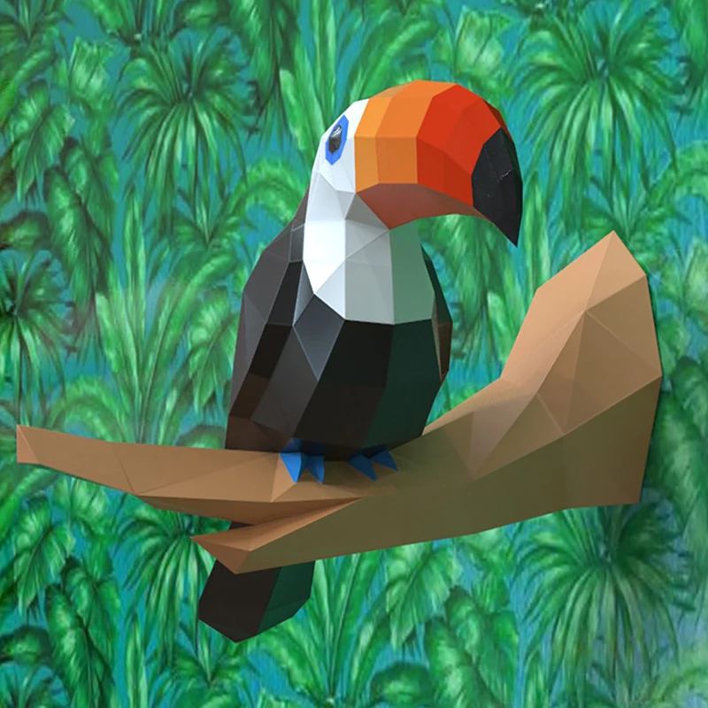 Toucan 3D 종이 모델 새 동물 종이 공예, 가정 장식 벽 장식 퍼즐, 교육용 어린이 장난감, 어린이 선물