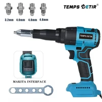 2.4mm-4.8mm Brushless Electric Rivet Gun Home Cordless Rivet Nut Gun Automatic Rivet Tool With LED Light, For Makita Battery, 1