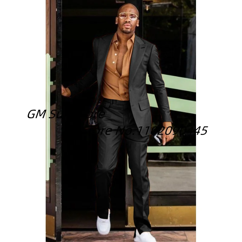 Men's Suit Two-Piece Solid Color Slim Fit Single Breasted Fashion Lapel Trousers Notched Lapel Collar Suitable For Business