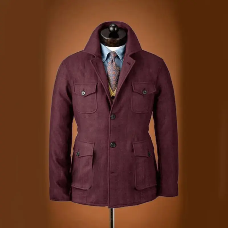 Men's Tweed Jacket Tuxedo Woolen Suit High Quality Costumes Wool Single Breasted Casual Slim Fit Male Blazers Autumn Winter - Image 7