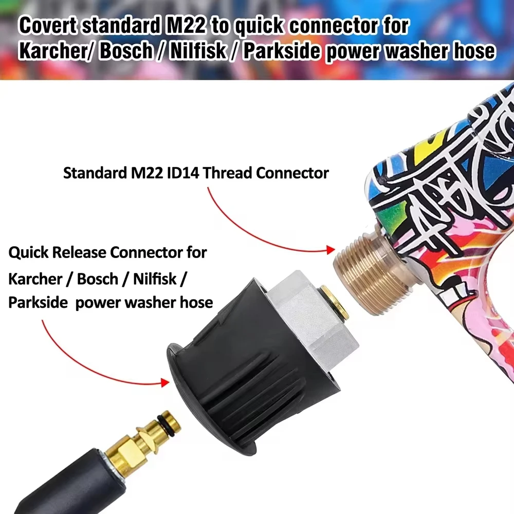 Outdoor high pressure washing machine water gun car cleaning hose connector quick connector nozzle for Karcher Nilfisk Parkside 4