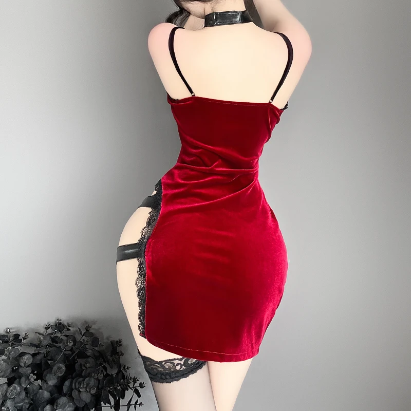 Women Lingerie Women Cosplay Costume OJBK Women Sexy Cheongsam Lingerie Uniform Pajama Dress Robes Cosplay Ladies Classic Naughty Kawaii Cheongsam Bodycon Dress