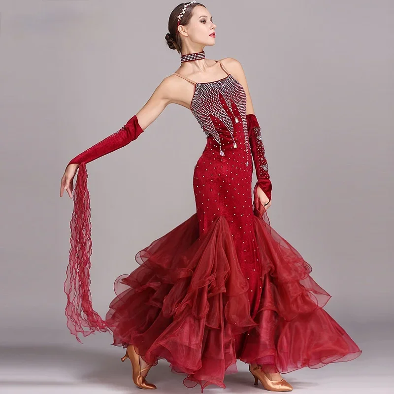 

Waltz Dance Competition Dresses Modern National Standard Dance Tango Foxtrot Costumes Ballroom Rumba Dresses for Dancing