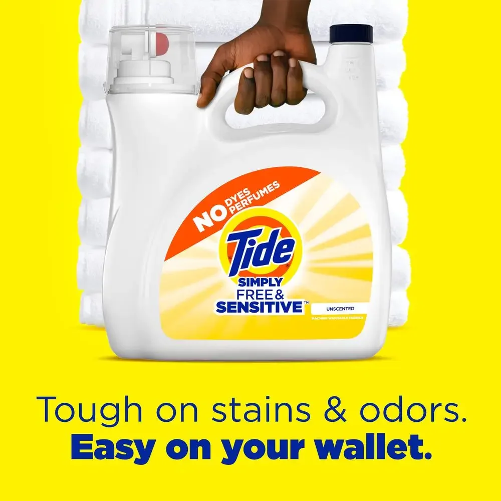 Gentle Unscented Liquid Laundry Detergent Cold Wash 117floz 89 Loads Eco-Friendly Concentrated Formula