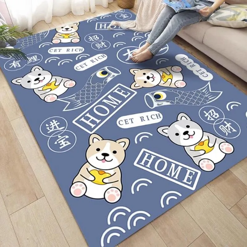 

Cartoon Bear Rectangular Carpet for Children, Non-Slip Earth Mat, Living Room, Sofa, Bedroom, Home