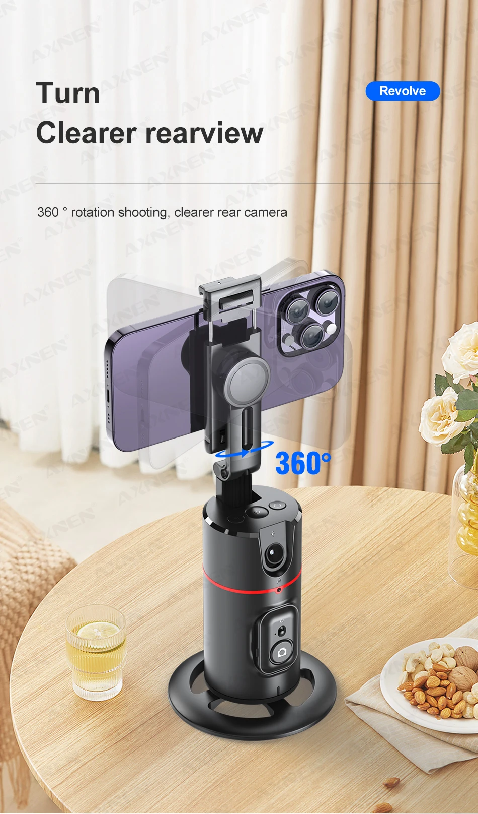 Axnen p02 360 graden smartphone gimbal met afstandsbediening_voghion.com