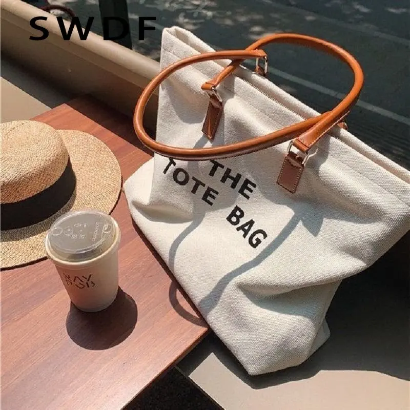 NEW Brands Canvas Tote Women Handbag Casual Letter Shopper Bags for Women 2023 Designer Shoulder Crossbody Bag Women's Bag Ins