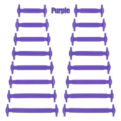 Silicone Elastic No - Tie Shoelaces - Quick and Convenient Lacing Solution for Kids and Adults (16 - Piece Set) (Purple)