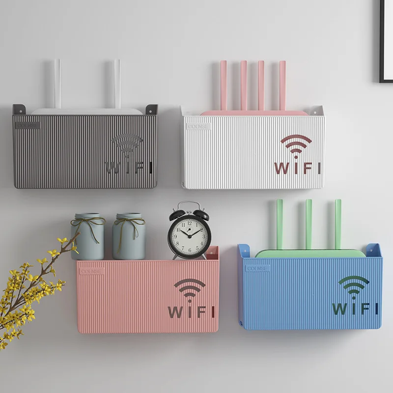 Wireless Wifi Router Shelf Storage Wall Hanging Box Abs Organizer Box Cable Power Bracket Organizer Box Home Decor Staffa Bidoni