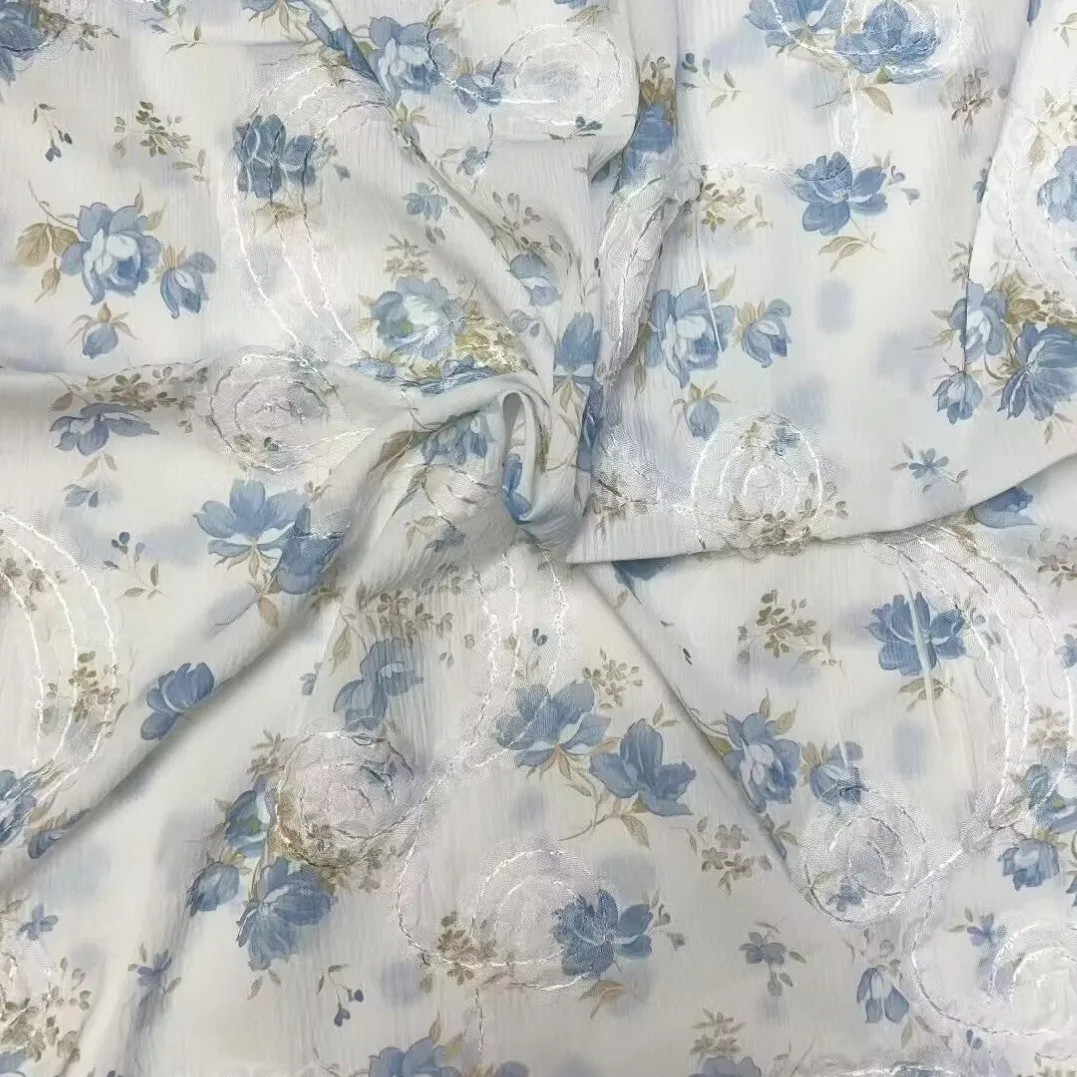 여성용 치파오 드레스, 아동복, 무대 의상, 식물 패턴 등에 사용되는 고밀도 자수 시폰 네트 원단