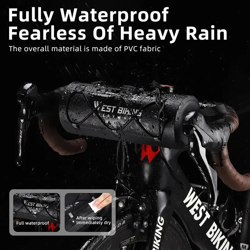 WEST BIKING Bicycle Handlebar Bag 2L Multifunctional Waterproof Bike Front Bag Cycling Handbag Shoulder Bag Bike Accessories