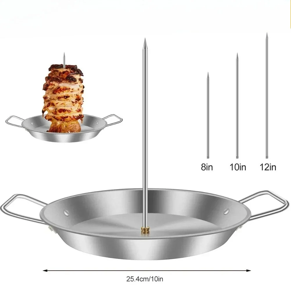 Stainless Steel BBQ Vertical Meat Skewer Roasting Meat Spit Skewers Brazilian Spikes Barbecue Grilling Rack Kitchen Tools lijiao