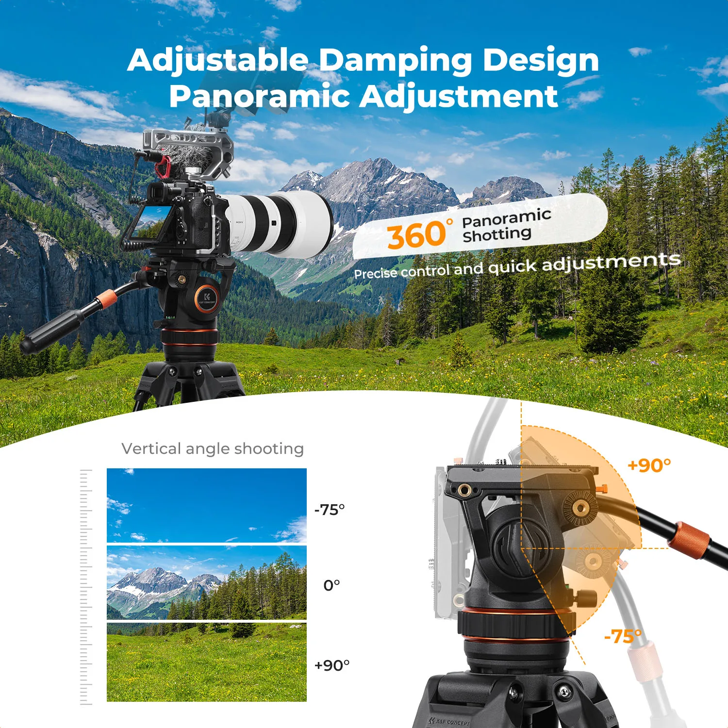 INNOREL F20 Fluid Video Head With 2 Arca Swiss Plates - Mini Pan Tilt Head For DSLR & Action Cameras, 11lb Capacity