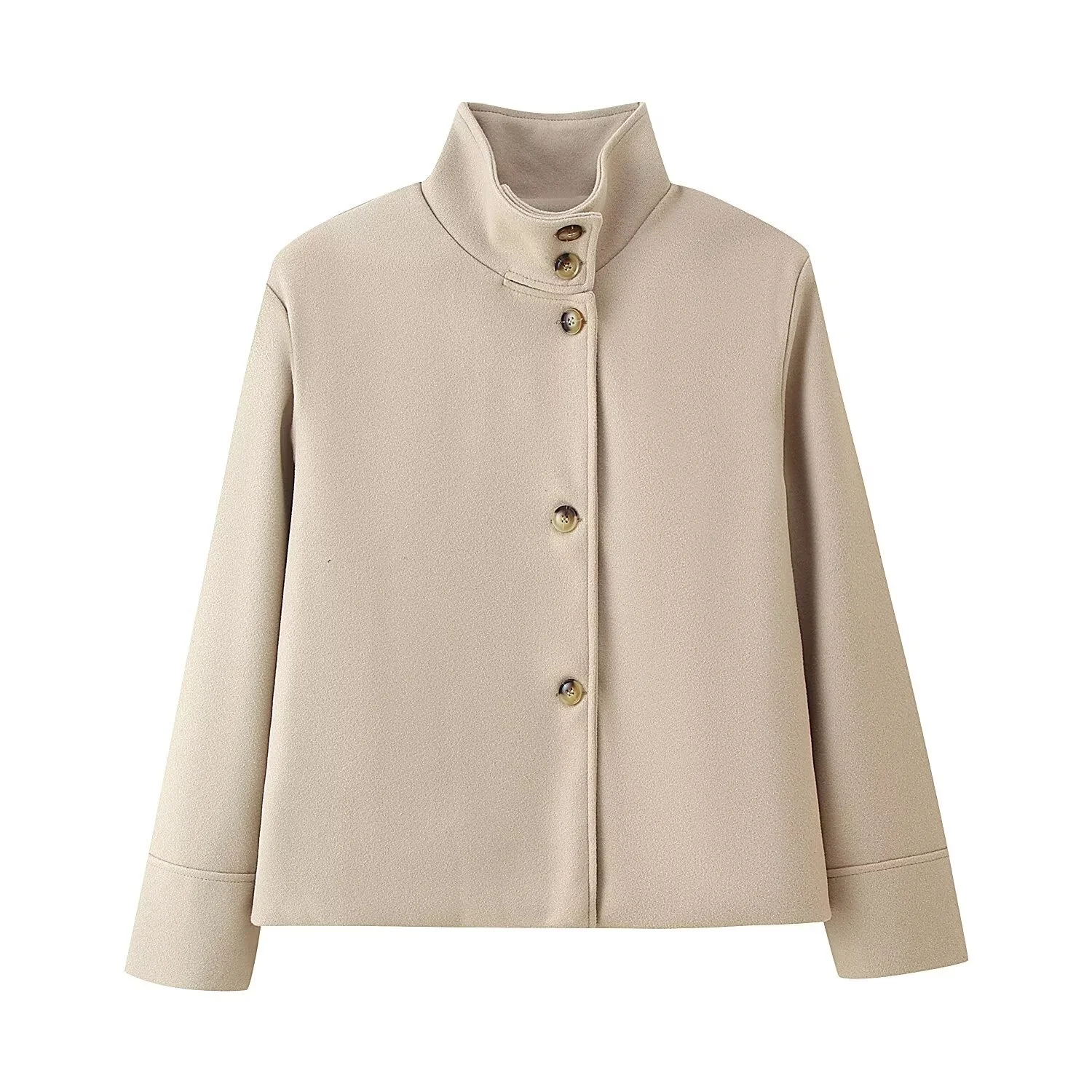 2025 Autumn Dark Blue Jacket Women Single Breasted Stand Collar Loose Female Coat Casual Style Lady Street Short Outwear Tops