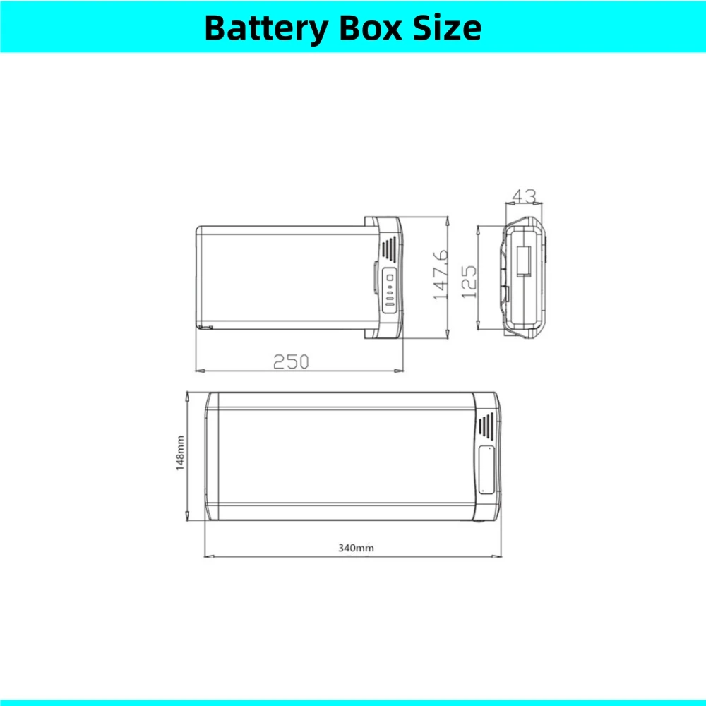 Folding City Bike E-Bike Battery Housing Case - Rear Rack Carrier with Mounting Base (Not a Battery)