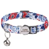 Personalized Cat Collar Quick Release Kitten Cats Collars Cute Print Nylon Pet Necklace With Bell Adjustable for Cats Puppy Pink 3