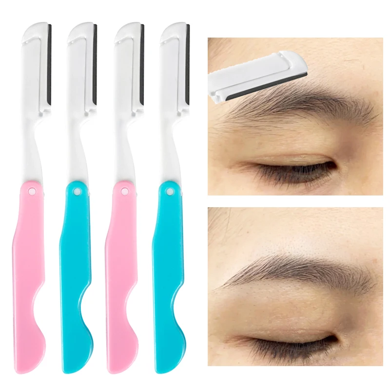 4pcPortableEyebrowTrimmerSafetyFoldableFacialHairRemoverBlades