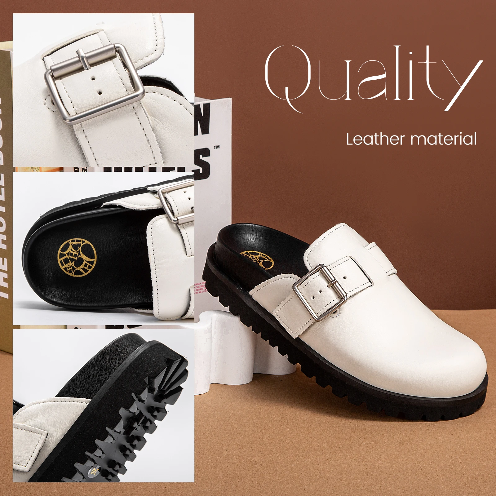 

Women's Slippers New Cowhide Leather Boken Shoes Casual Anti slip Women's Shoes