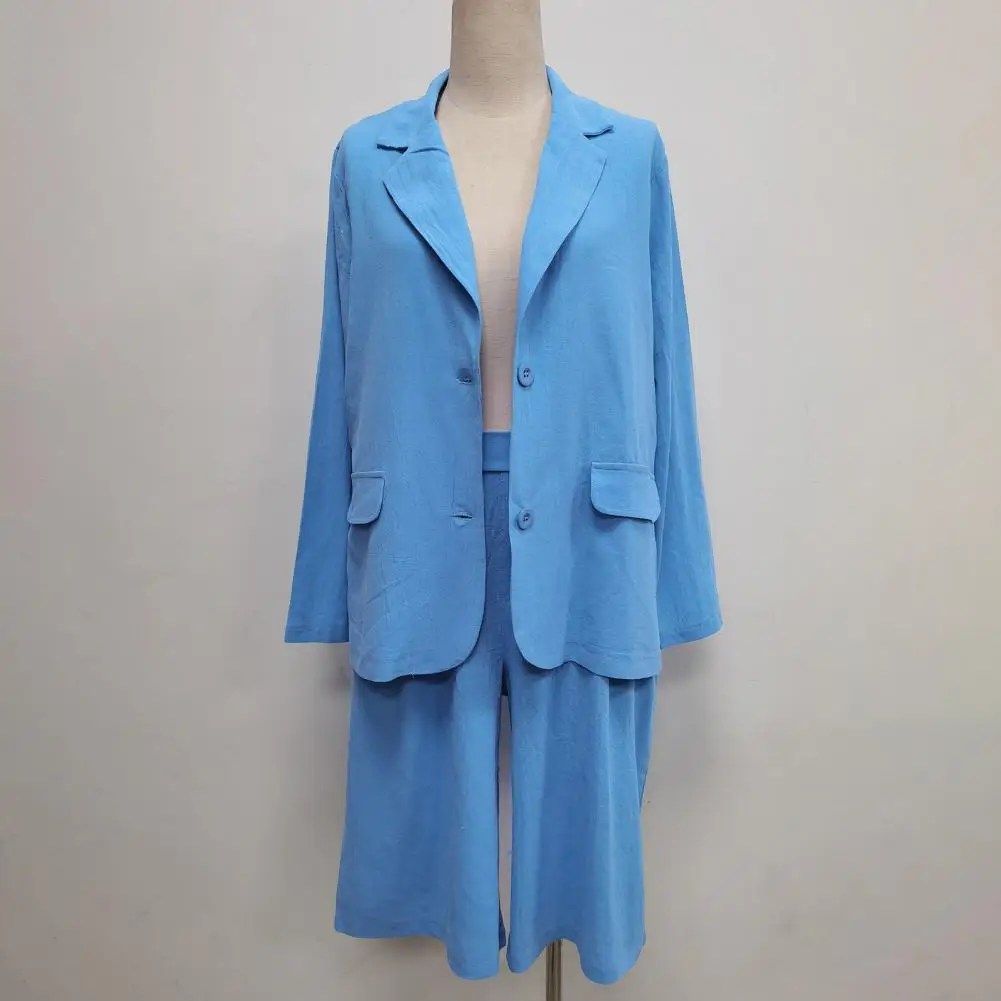 Cotton Linen Women Blazer Suit Elegant Office Suit Blazer Shorts Pants Oversize Casual Outfit 2 Piece Loose Suit Jacket Shorts