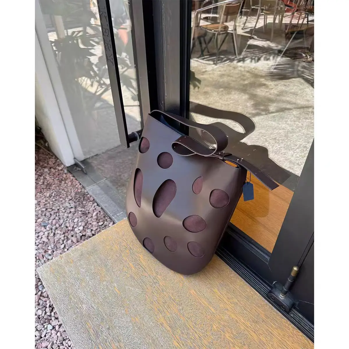 Trendy Large Capacity Leather Hollow out Tote Bag Crossbody Shoulder Women's Bag Luxury Quality Soft Bucket Bag Shape