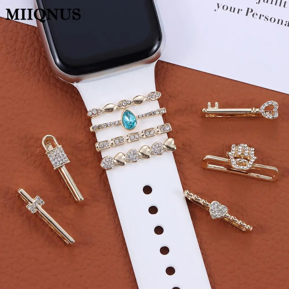 Diamond Metal Charms Decorative Ring Apple Watch Band Ornament Smart Watch Silicone Strap Accessories iwatch Bracelet smart watch,silicone watch strap,silicone watch band,watch strap,smart bracelet strap
