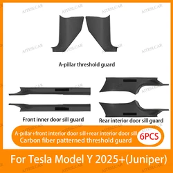 Carbon Fiber Anti - Kick Door Sill Protector Set - Front & Rear Door Guard Kit (6PCS Carbon pattern)