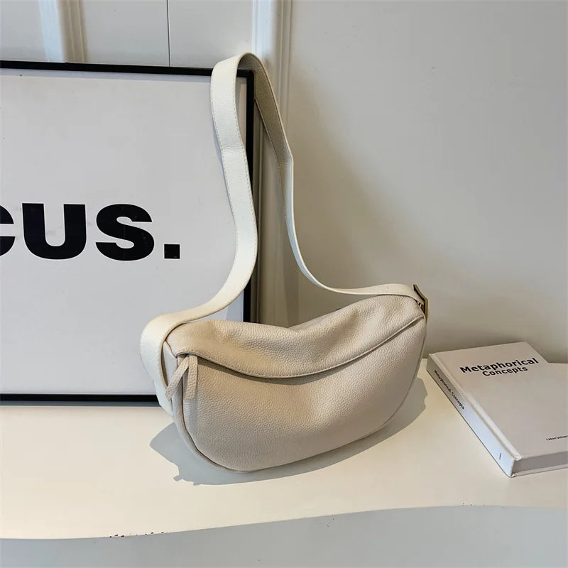 Borsa a tracolla singola da donna alla moda nuova in vera pelle borsa a tracolla casual per pendolarismo realizzata in pelle di vacchetta borsa hobo - immagine 3