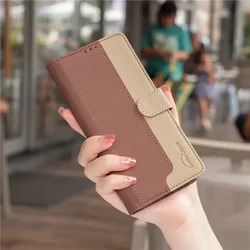 Leather Wallet Card Holder Phone Case - Elegant Luxury Design for Samsung A15 (4G 5G) (Brown)