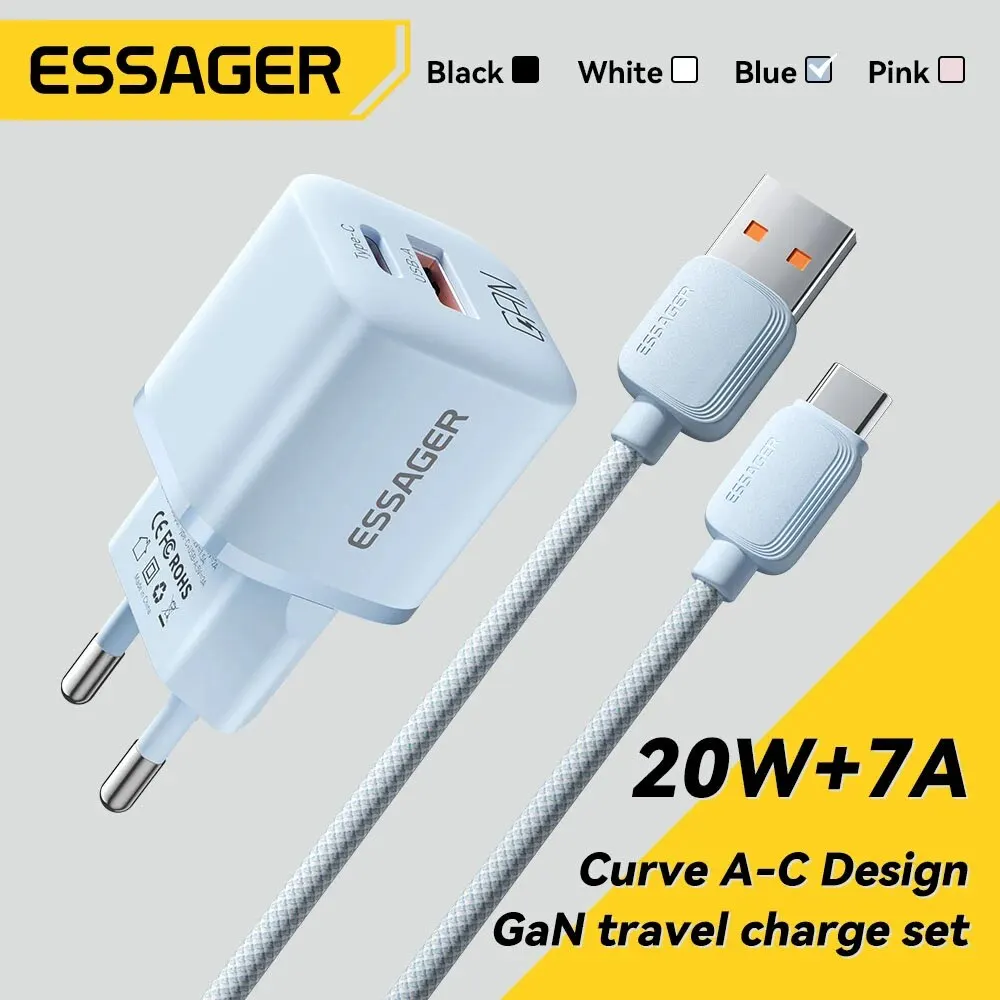 Essager 20W GaN USB 유형 C 충전기 PD 고속 충전 전화 QC 3.0..