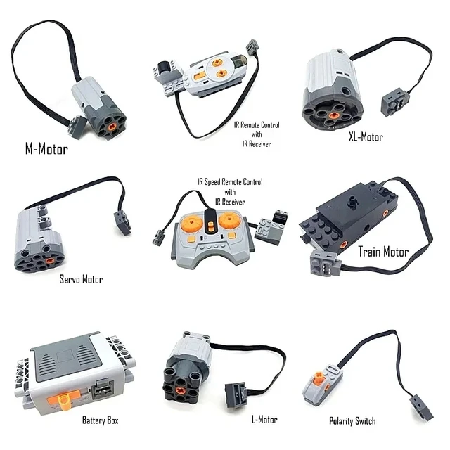 Technical Electronic Model Building Blocks MOC Power Functions Motor Parts IR Speed Remote Control Receiver Battery Box DIY Toys 6