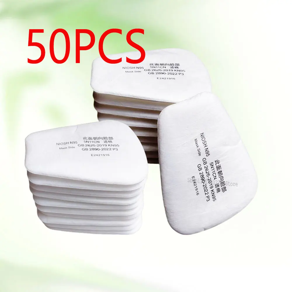 Respirator Filter 50Pcs 5N11 Dust Cotton Filter Paper 501 Holder For 3M 6001/6200/7502/6800 Chemical Spraying Painting Gas Mask