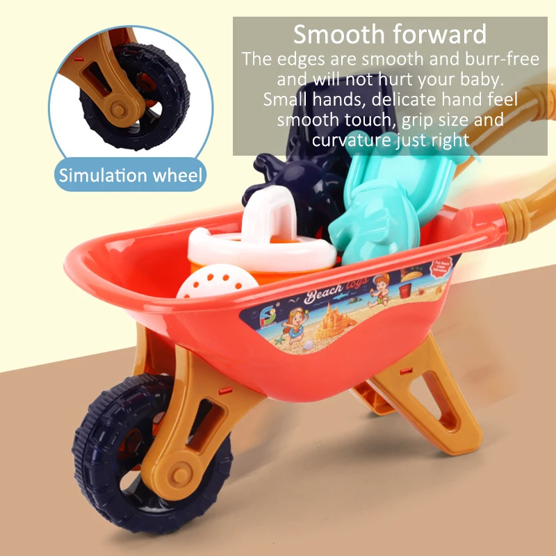 Beach Toy Stroller Kids Excavator Toy Kids Wheelbarrow Kid Sand Toys Set Cart Beach Sand Toy Plastic Kids Sand Playset Baby 3
