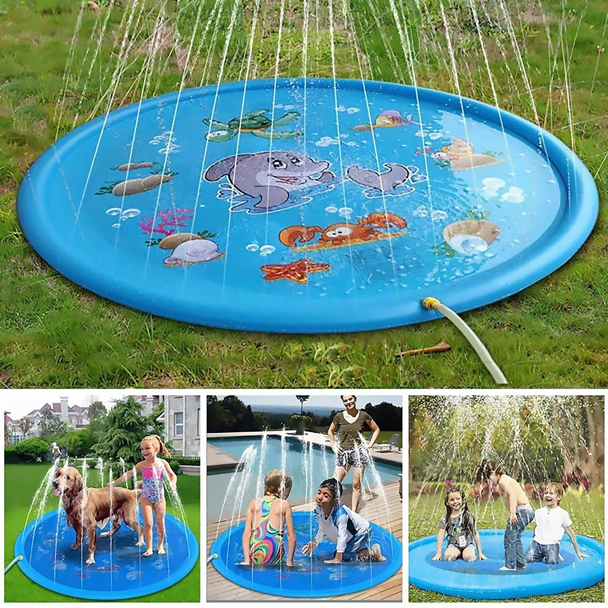 170 CM Children Play Water Mat Summer Beach Inflatable Water Spray Pad Outdoor Game Toy Lawn Swimming Pool Mat Kids Toys 2