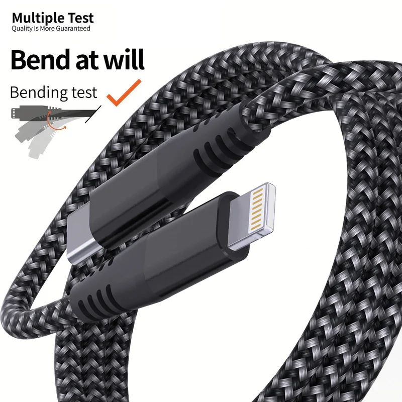 20W 나일론 브레이디드 타입 C to 라이트닝 고속 충전 데이터 케이블 MFI 인증 아이폰 14 14프로 14플러스 13 12 11 1개 2개
