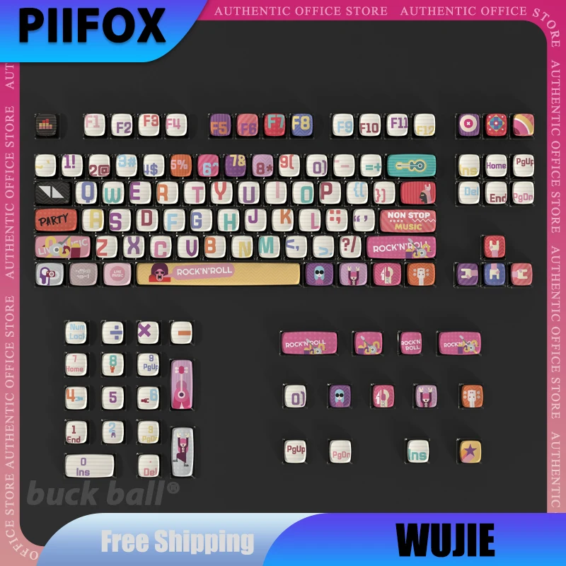 

PIIFOX Keycaps Wujie Music Transparent 117Key ASA Keyboard Keycap PBT For Pc Thermal Sublimation Key Caps Gamer Accessories Gift